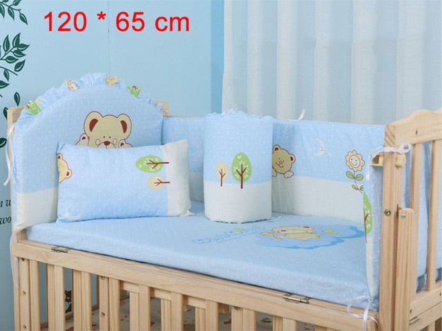 5Pcs/Set Cartoon Animated Crib Bed Bumper For Newborns 100%Cotton Comfortable Children's Bed Protector Baby Washable Bedding Set