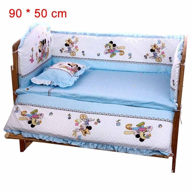 5Pcs/Set Cartoon Animated Crib Bed Bumper For Newborns 100%Cotton Comfortable Children's Bed Protector Baby Washable Bedding Set