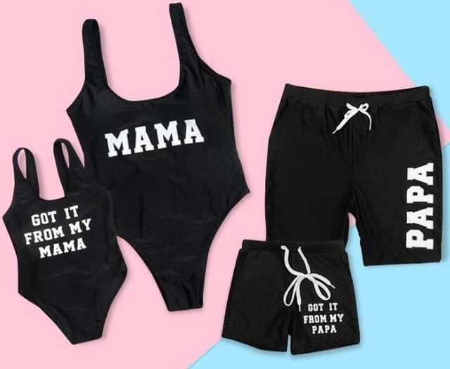 Leaf Swimsuit Family Matching Outfits Look Mother Daughter Swimwear Mommy and Me Bikini Dress Clothes Father Son Swimming Shorts