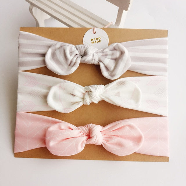 3Pcs Cute Rabbit Ear Baby Headband Neonata Bow Flower Elastic Haarband Baby Girls Headbands Children Turban Hair Accessories Set