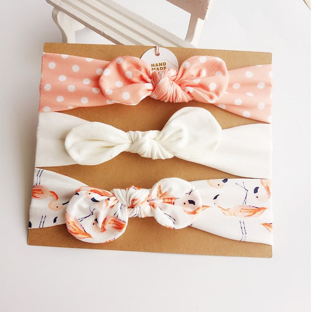 3Pcs Cute Rabbit Ear Baby Headband Neonata Bow Flower Elastic Haarband Baby Girls Headbands Children Turban Hair Accessories Set