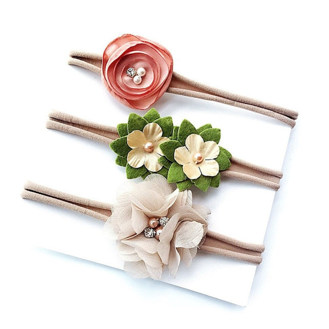 3Pcs Cute Rabbit Ear Baby Headband Neonata Bow Flower Elastic Haarband Baby Girls Headbands Children Turban Hair Accessories Set