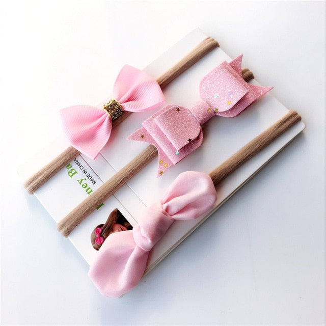 3Pcs Cute Rabbit Ear Baby Headband Neonata Bow Flower Elastic Haarband Baby Girls Headbands Children Turban Hair Accessories Set