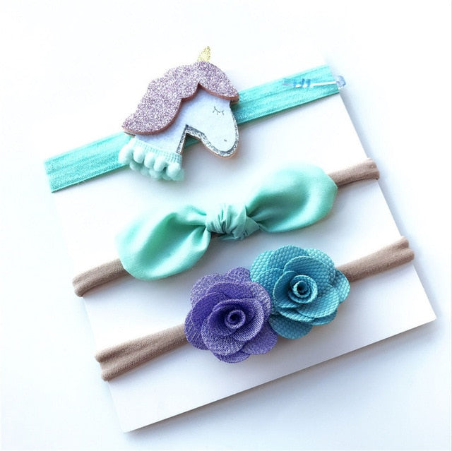 3Pcs Cute Rabbit Ear Baby Headband Neonata Bow Flower Elastic Haarband Baby Girls Headbands Children Turban Hair Accessories Set