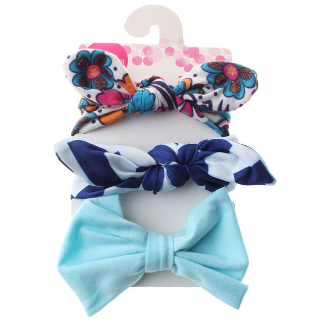 3Pcs Cute Rabbit Ear Baby Headband Neonata Bow Flower Elastic Haarband Baby Girls Headbands Children Turban Hair Accessories Set