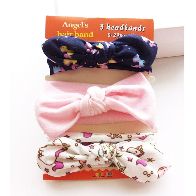 3Pcs Cute Rabbit Ear Baby Headband Neonata Bow Flower Elastic Haarband Baby Girls Headbands Children Turban Hair Accessories Set