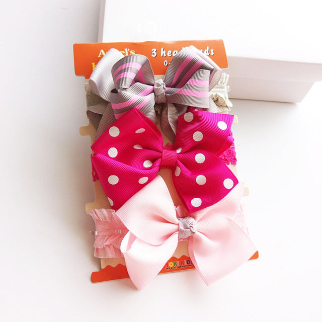 3Pcs Cute Rabbit Ear Baby Headband Neonata Bow Flower Elastic Haarband Baby Girls Headbands Children Turban Hair Accessories Set