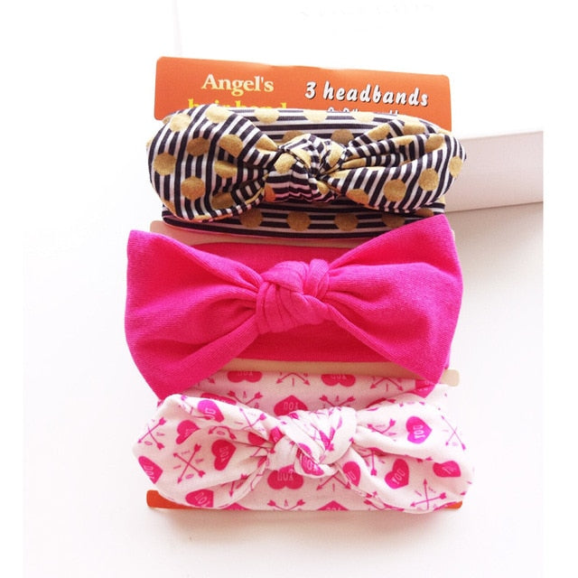 3Pcs Cute Rabbit Ear Baby Headband Neonata Bow Flower Elastic Haarband Baby Girls Headbands Children Turban Hair Accessories Set