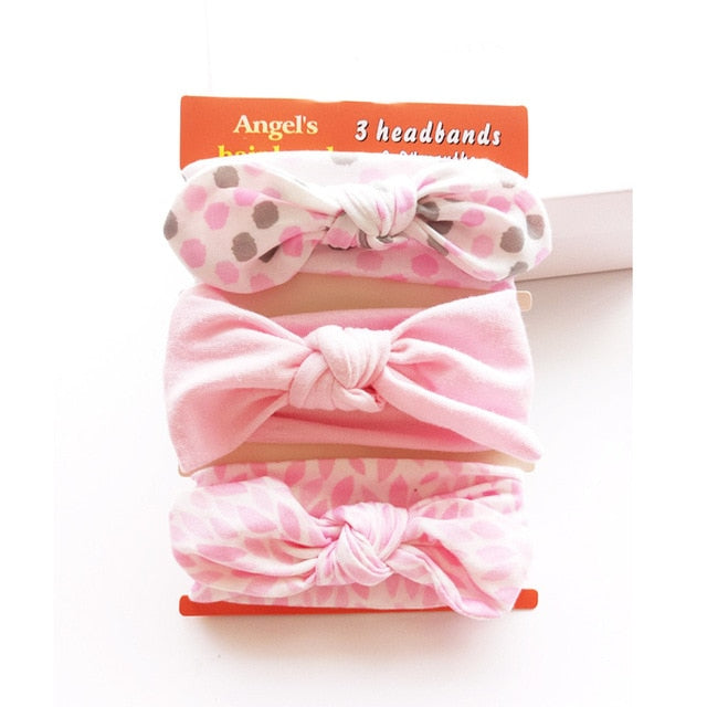 3Pcs Cute Rabbit Ear Baby Headband Neonata Bow Flower Elastic Haarband Baby Girls Headbands Children Turban Hair Accessories Set