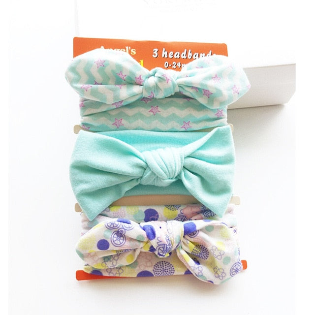 3Pcs Cute Rabbit Ear Baby Headband Neonata Bow Flower Elastic Haarband Baby Girls Headbands Children Turban Hair Accessories Set