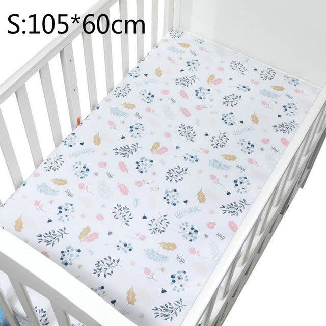 100% Cotton Crib Fitted Sheet Soft Breathable Baby Bed Mattress Cover Cartoon Newborn Bedding For Cot Size 130*70cm/105*60