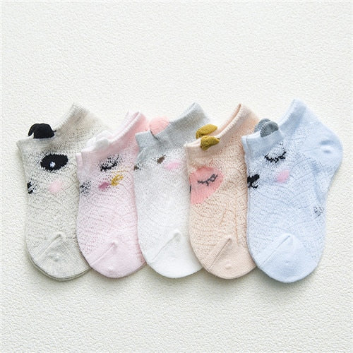 Baby Socks Newborn 5Pairs/lot Summer Mesh Thin Baby Socks for Girls Cotton Infant Casual Boy Girls Toddler Socks Cartoon