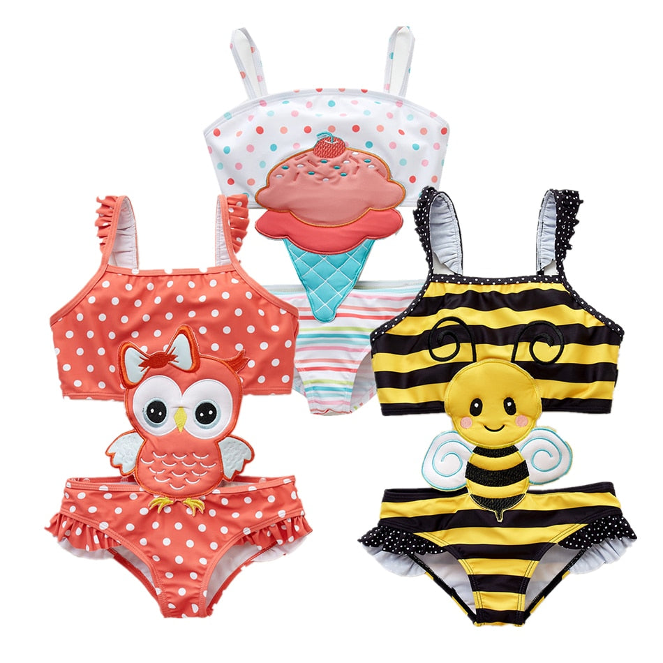 2019 Kavkas Girls Swimwear Cute Kids Swimsuit Infant 12M-8T Kid Baby Girls Bikini Ruffles Swimsuits One Pieces Bath Swimwear