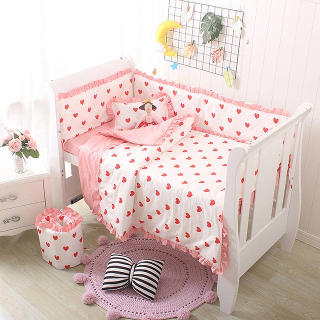 Baby Bedding Set Cotton Bed Linen For Baby Cartoon Bumper Protecor Newborns Crib Bedding Set Kids Breathable Cot Bumper 4pcs/set