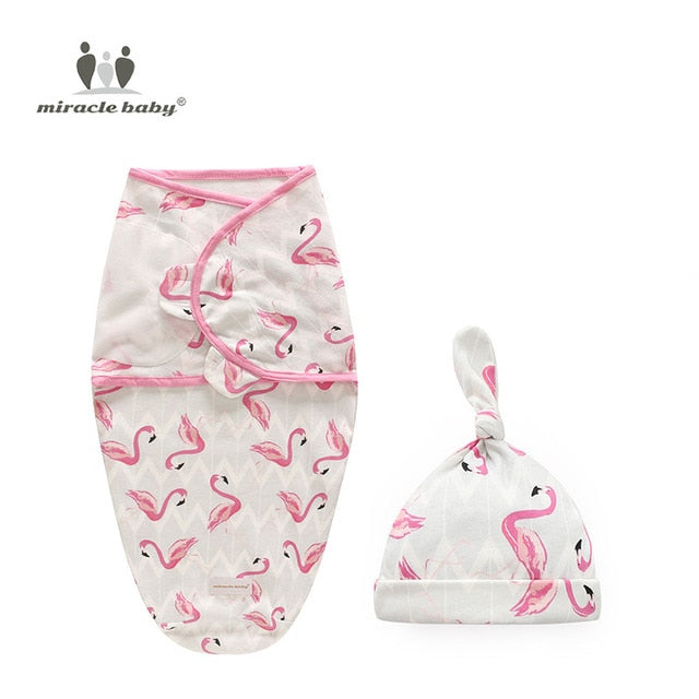 Baby Swaddle Blanket + Cap Newborn Cocoon Wrap Cotton Swaddling Bag Baby Envelope Sleep sack Bedding