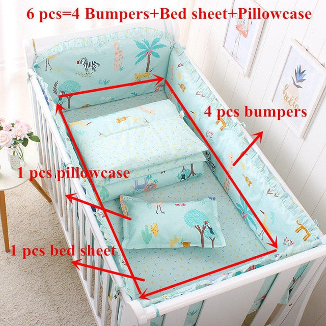 6pcs/set Blue Universe Design Crib Bedding Set Cotton Toddler Baby Bed Linens Include Baby Cot Bumpers Bed Sheet Pillowcase