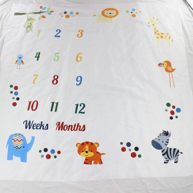 2019 Baby Milestone Blanket Monthly Growth Blankets Newborns Infant Animal Lion Background Cloth Photography Props  Gift