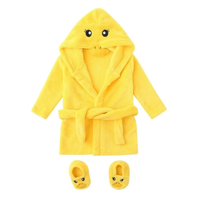 Winter Cute Warm Bathrobes Infant Boys Girls Cartoon Bear Rabbit Knee-Length Bath Robe Hoodie robe Peignoir Albornoz Sleepwear