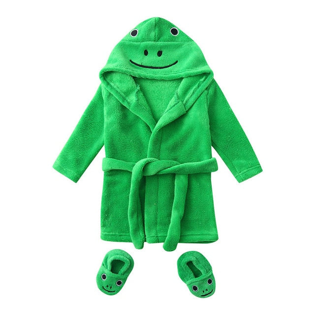 Winter Cute Warm Bathrobes Infant Boys Girls Cartoon Bear Rabbit Knee-Length Bath Robe Hoodie robe Peignoir Albornoz Sleepwear